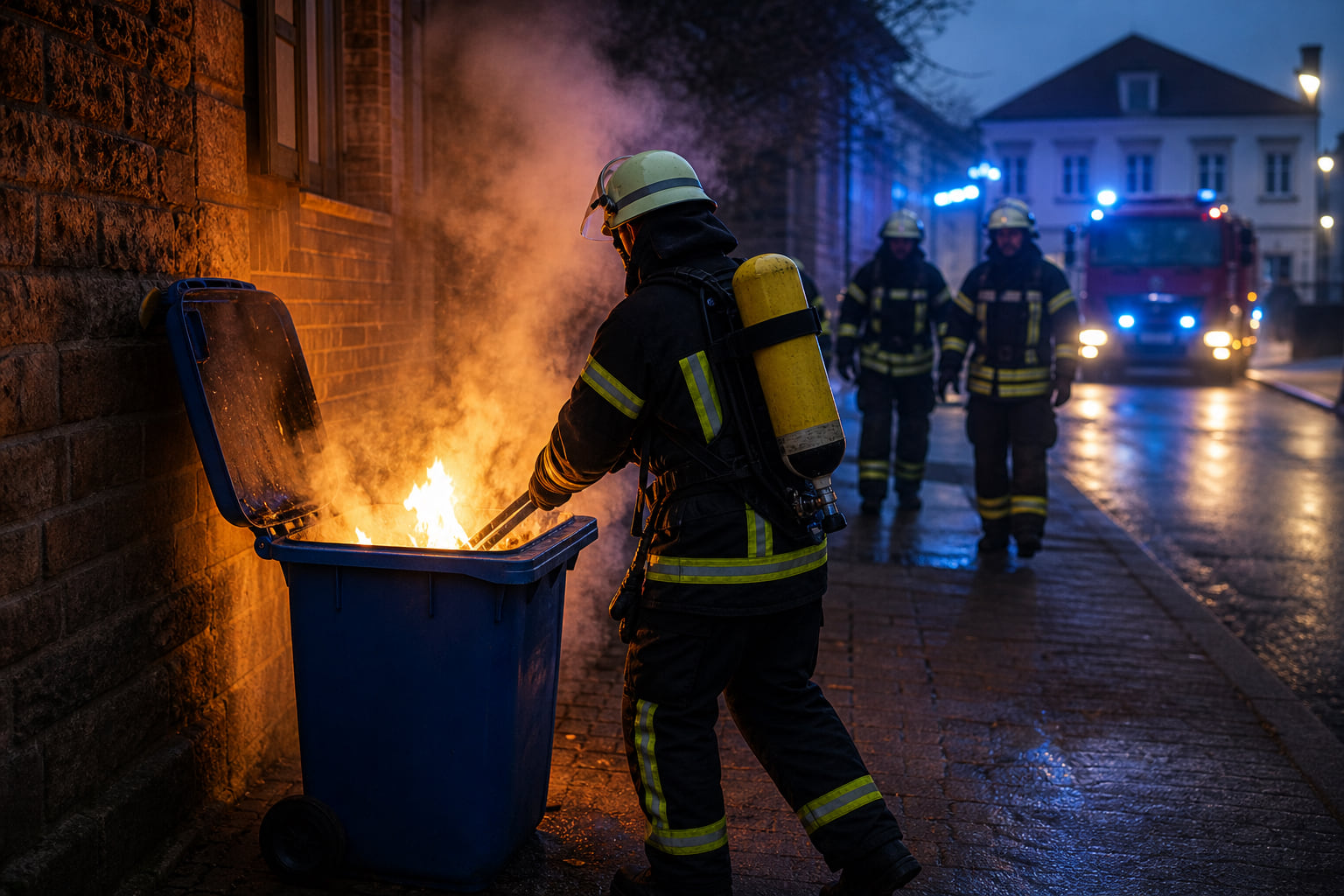 Brandstiftung in Wörth am Rhein: Papiertonne in Flammen